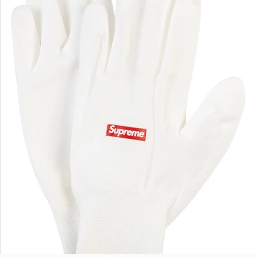 Supreme White Rubberized Gloves - image 1